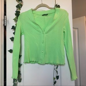 Lime neon green 2 piece cardigan and top!